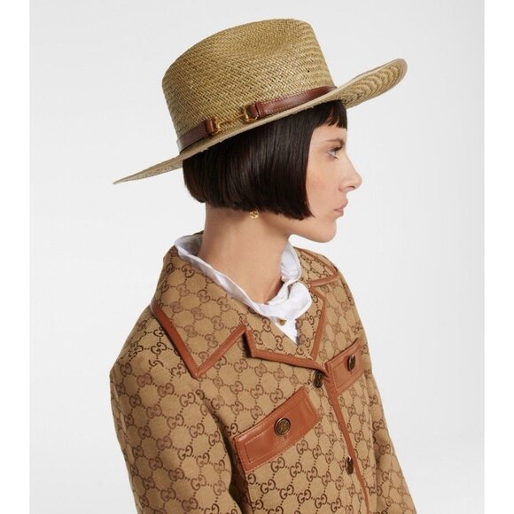 NWT GUCCI Hat Straw Fedora Sz S 100% Authentic main image 6